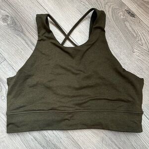Vuori high neck sports bra, Olive Green, size M